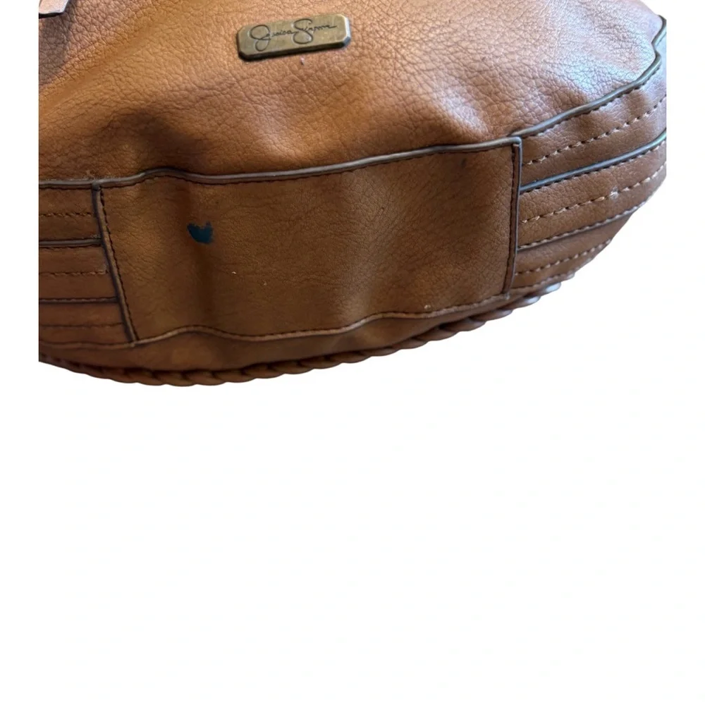 Jessica Simpson Brown Braided Hobo Shoulder Bag Faux Leather